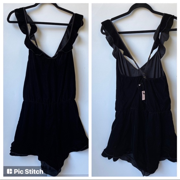 NWOT Victoria’s Secret Black Velvet Sleep Romper - Picture 4 of 10